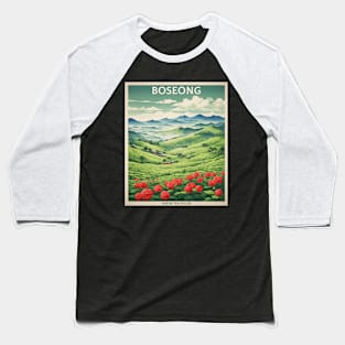 Boseong Green Tea Fields South Korea Travel Tourism Retro Vintage Baseball T-Shirt